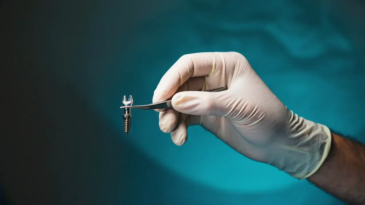A surgeon's gloved hand holding a dental implant with precision: it's the hand, not the tool, that makes the difference