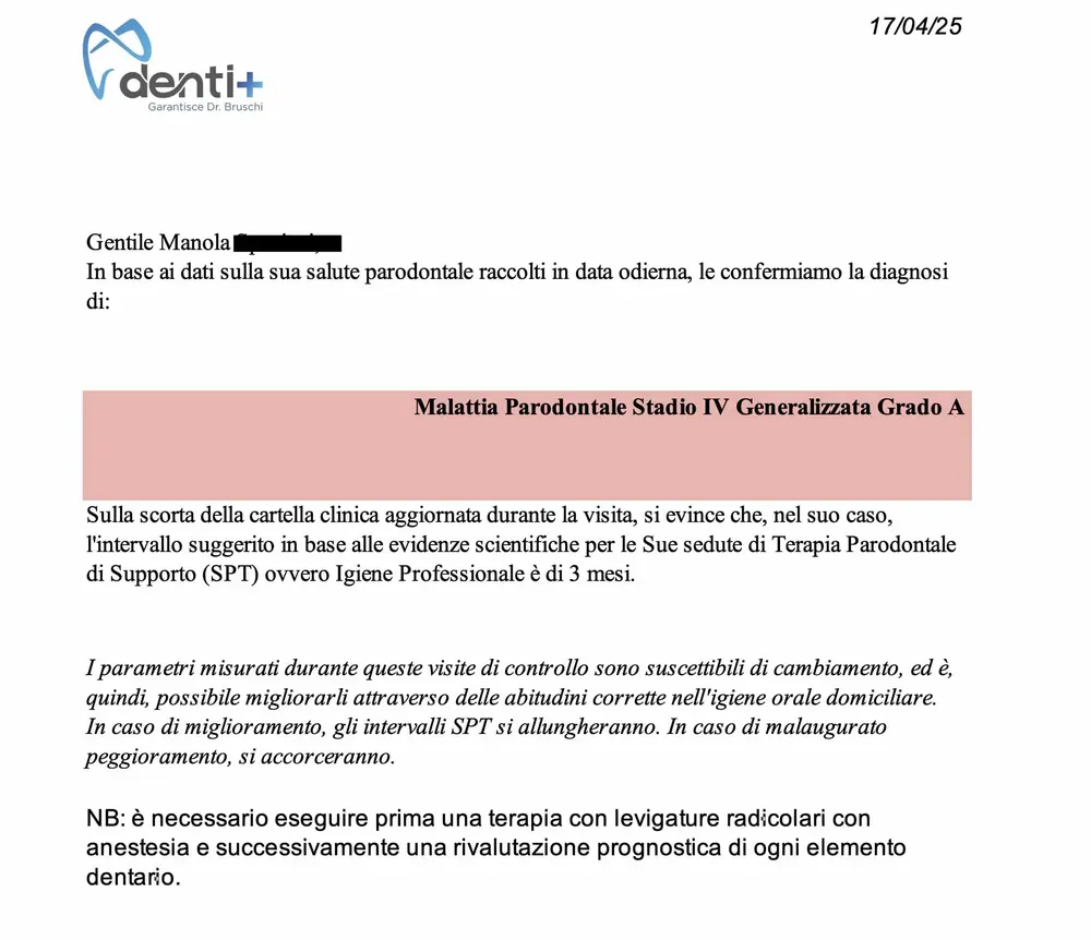  consegnamo ai pazienti affetti da Parodontite