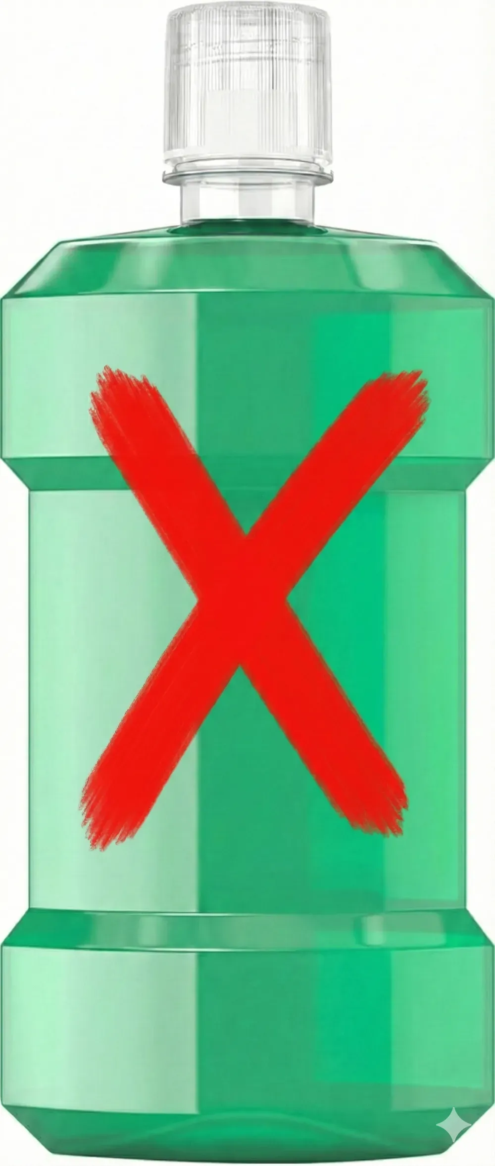 Bottiglia di collutorio verde con un 