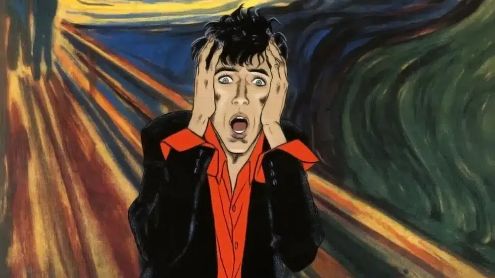 A character with their hands in their hair, in distress, because they're watching a split crest ERE done with a full-thickness flap