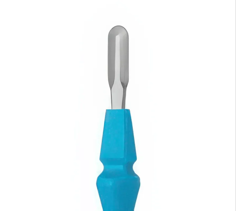 Round-headed blade with a blue handle, used in periosteal surgery.