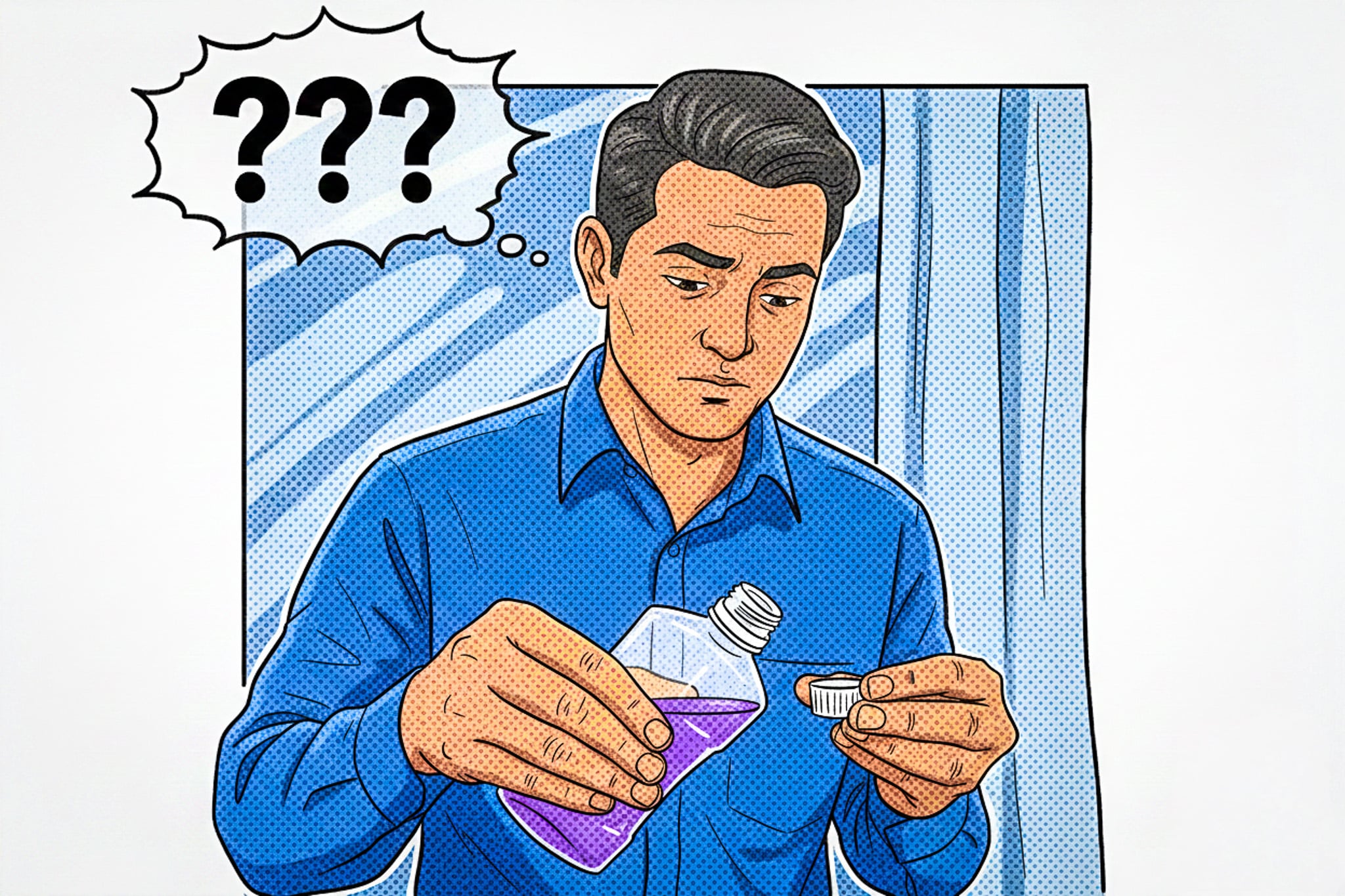 Bonebenders00001 1 di 1 - Bonebenders Bonebenders00001 1 di 1 uomo con colluttorio da banco di supermercato